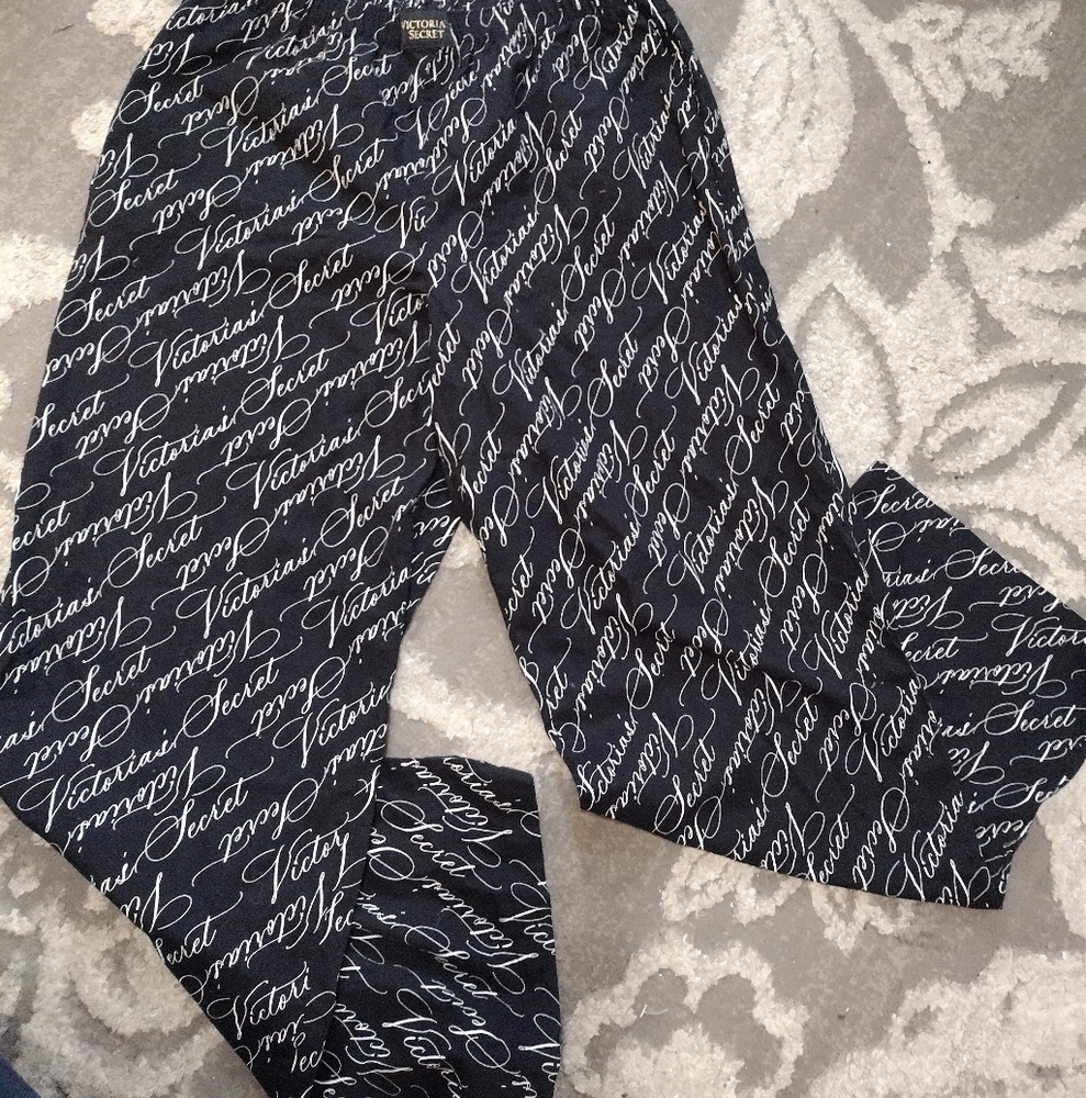 Victoria's Secret Black script Pajama Pants